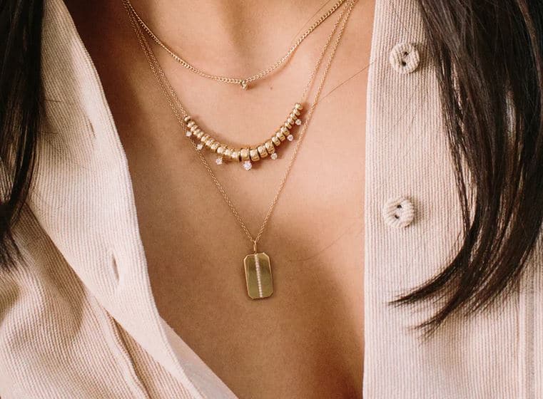 Zoe Chicco Pave Diamond Square Edge Dog Tag Necklace - Skeie's Jewelers