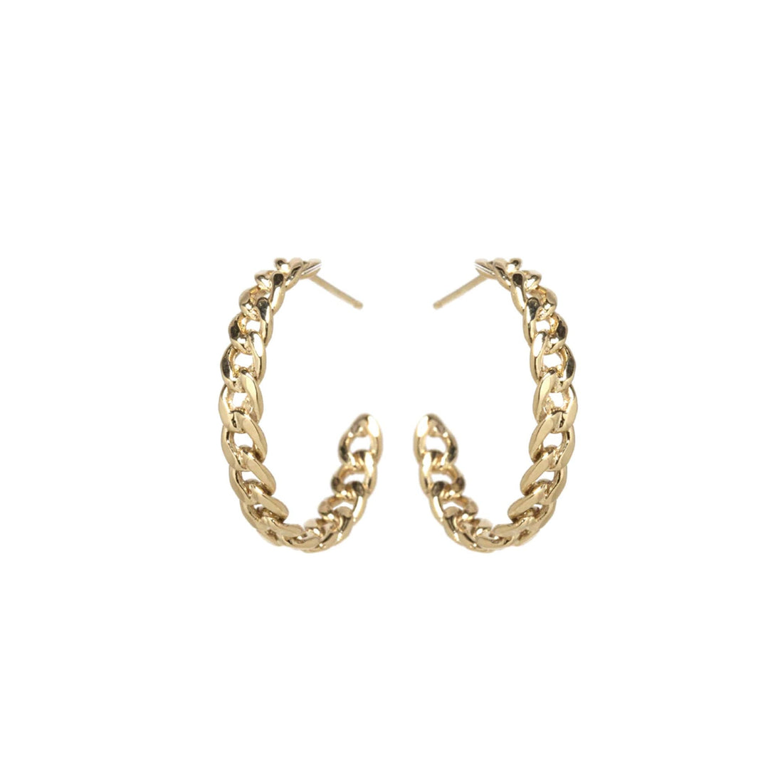 Yellow Gold Curb Chain Hoop Earrings by Zoe Chicco  