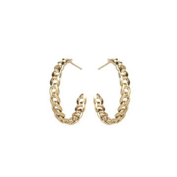 Yellow Gold Curb Chain Hoop Earrings by Zoe Chicco  