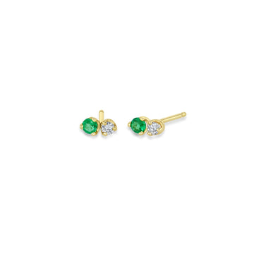 14K Mixed Prong Emerald & Diamond Studs by Zoe Chicco - Skeie's Jewelers