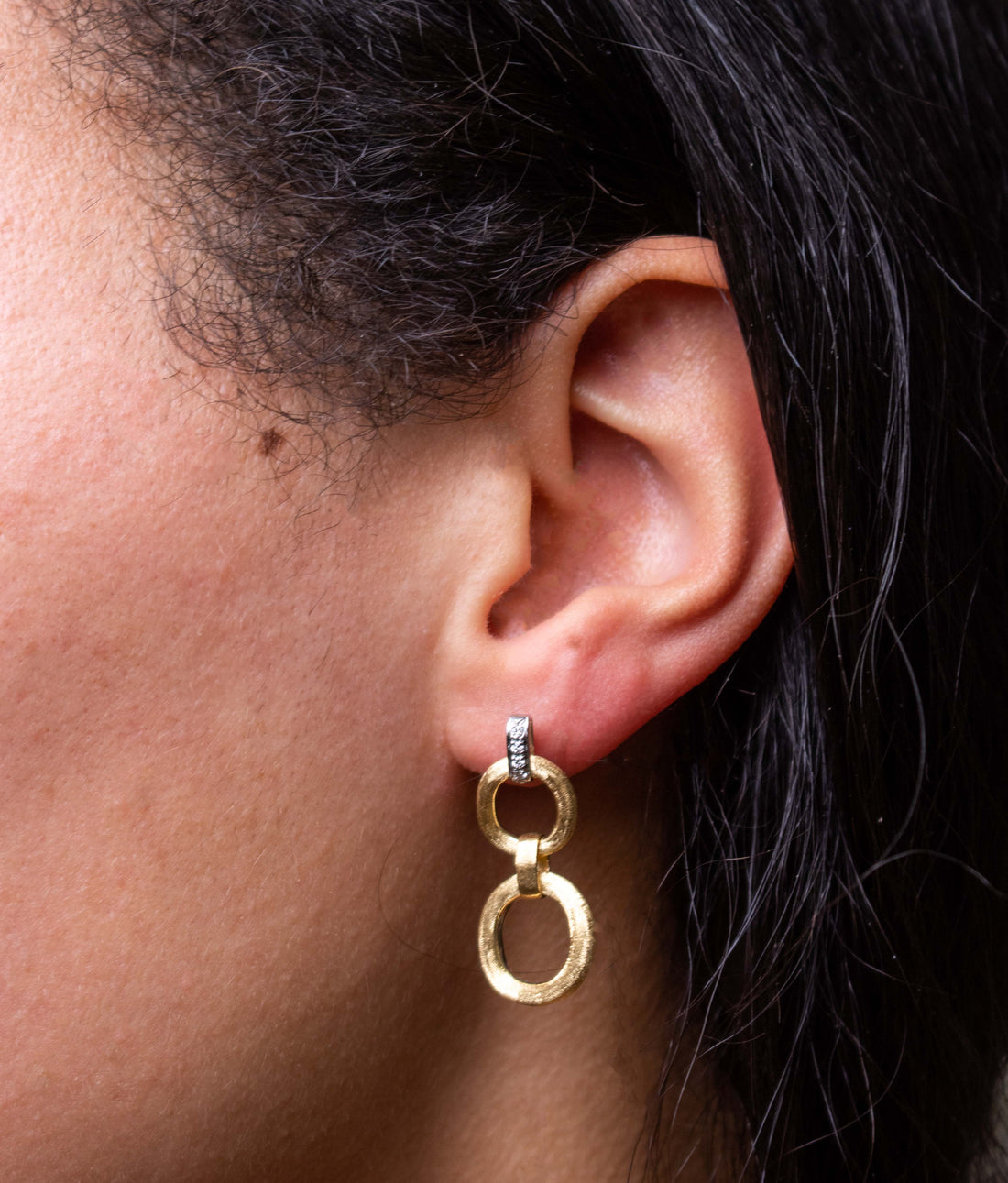Marco Bicego 'Jaipur' 18K Gold & Diamond Double Link Earrings