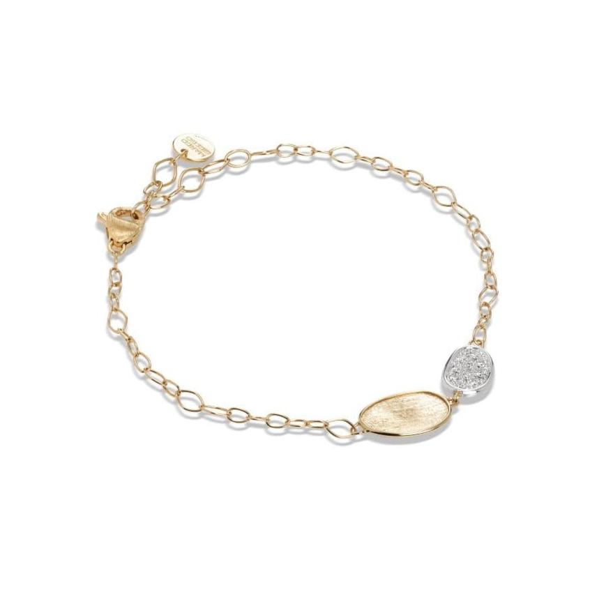 Marco Bicego® Lunaria Collection 18K Yellow Gold and Diamond Petite Double Leaf Bracelet