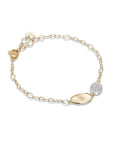Marco Bicego® Lunaria Collection 18K Yellow Gold and Diamond Petite Double Leaf Bracelet