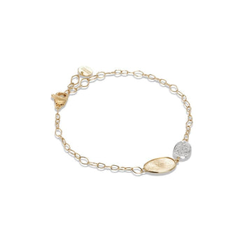 Marco Bicego® Lunaria Collection 18K Yellow Gold and Diamond Petite Double Leaf Bracelet