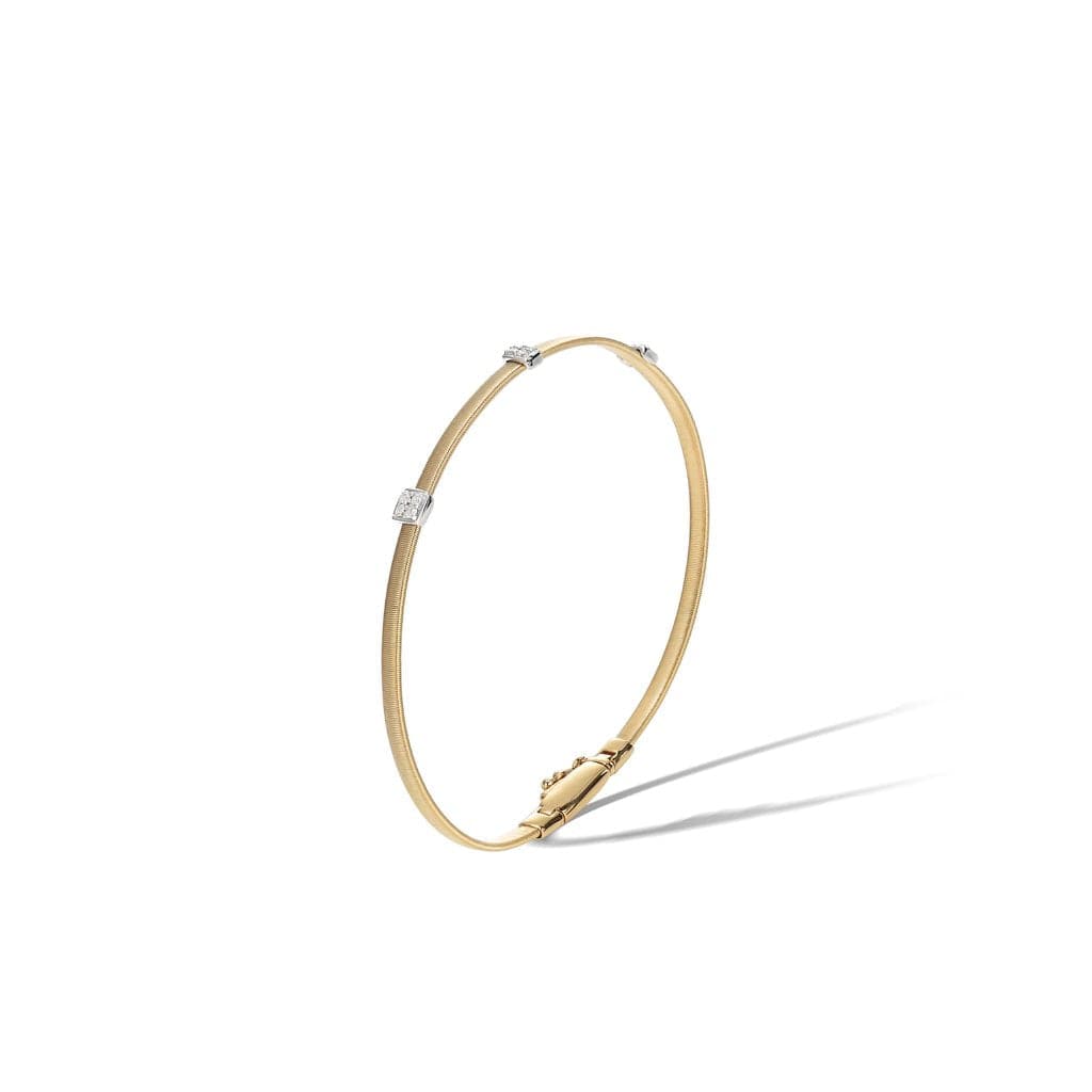 Marco Bicego Masai Collection 18K Yellow Gold and Diamond Small Three Station Bracelet