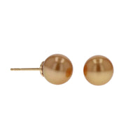 Mikimoto Golden South Sea Pearl Earrings Studs in 18k Gold Side View