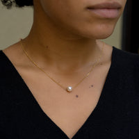 Mikimoto Pearl Pendant Necklace in 18k Yellow Gold Modeled