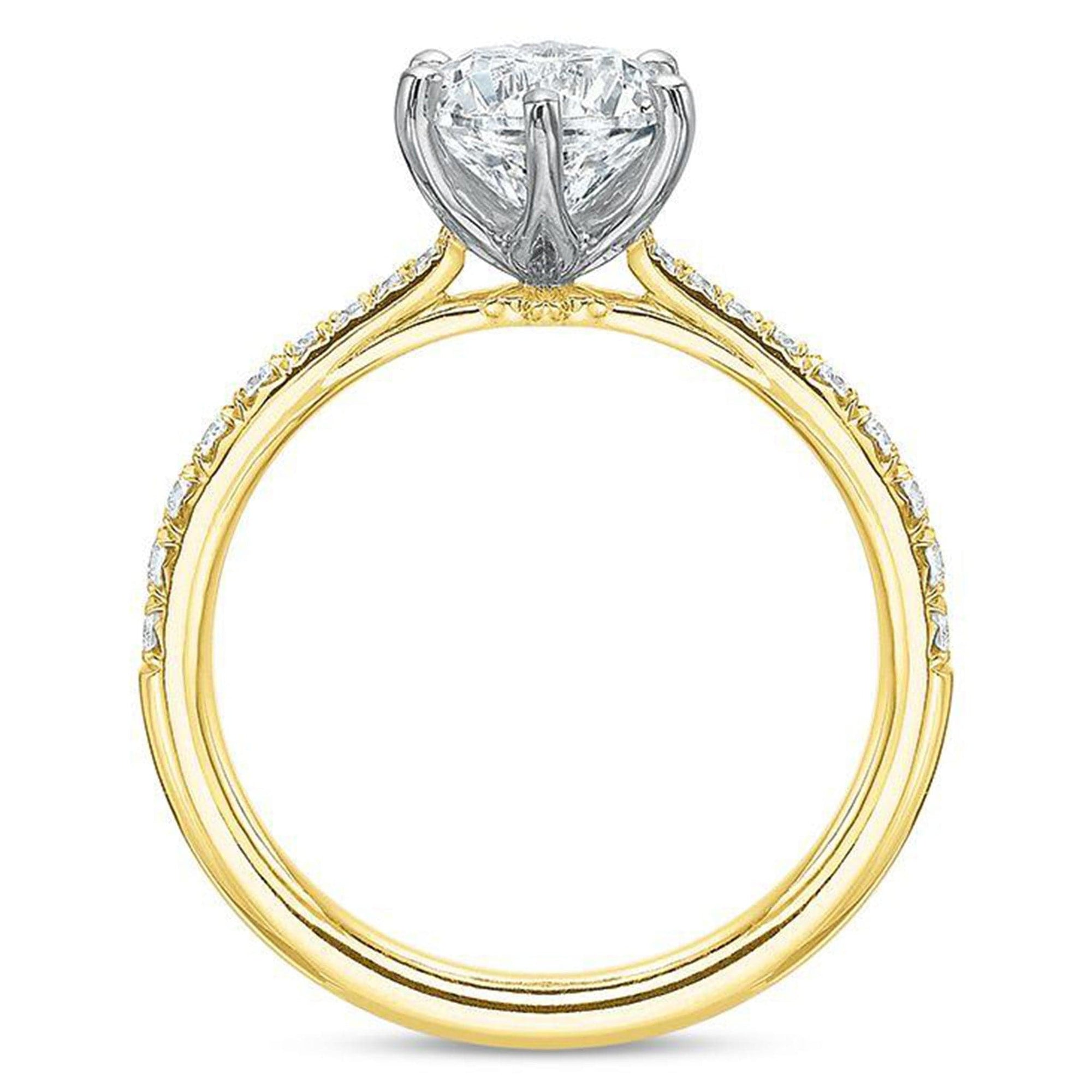 Two-Tone Gold Diamond Sidestone Engagement Ring by Precision Set Side