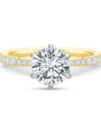 Two-Tone Gold Diamond Sidestone Engagement Ring by Precision Set Front