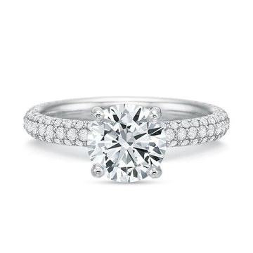 Round Diamond Rounded Pave Diamond Engagement Ring Front