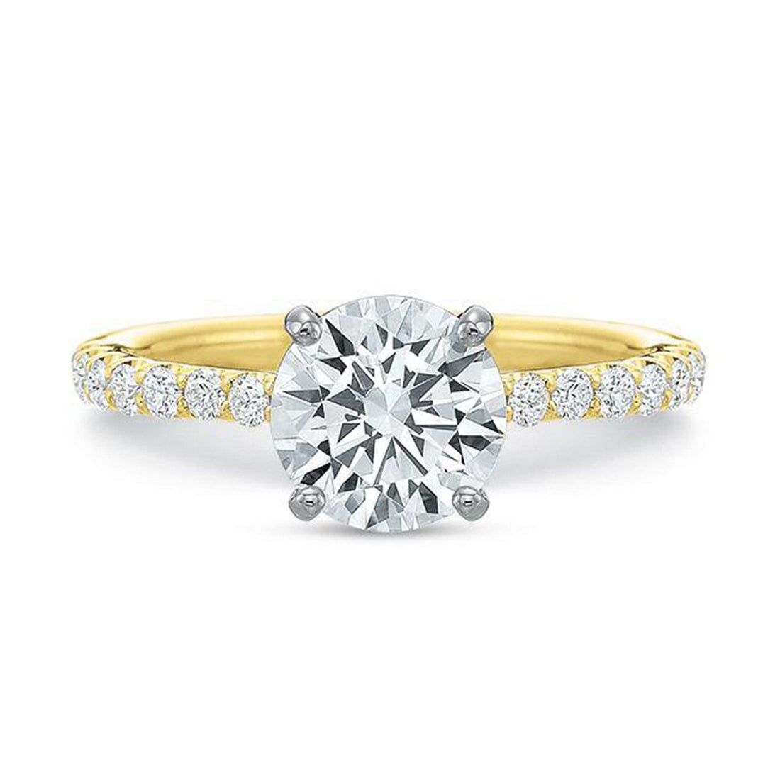 Comfort Fit Diamond Sidestone Solitaire Engagement Ring by Precision Set Front