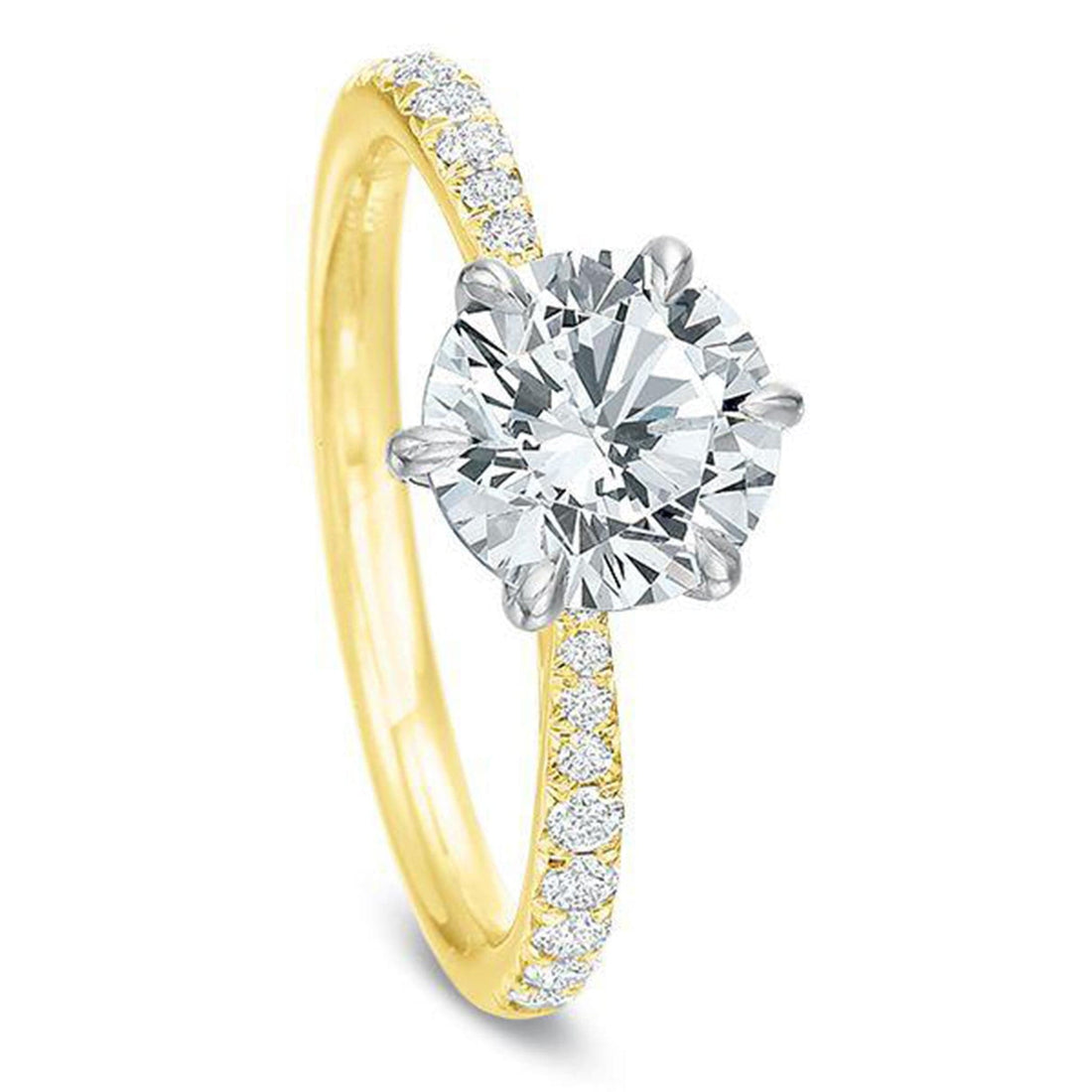 Two-Tone Gold Diamond Sidestone Engagement Ring by Precision Set Angle