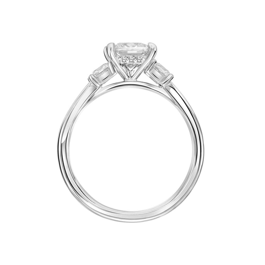 Princess-Cut Three-Stone Diamond Engagement Ring Side