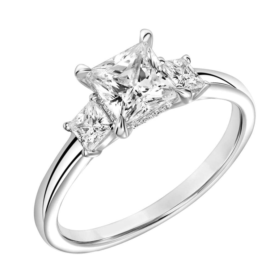 Princess-Cut Three-Stone Diamond Engagement Ring