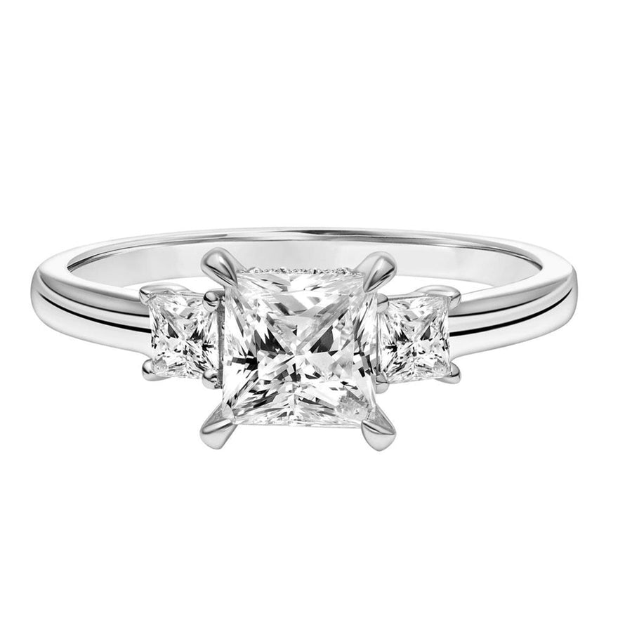 Princess-Cut Three-Stone Diamond Engagement Ring Front