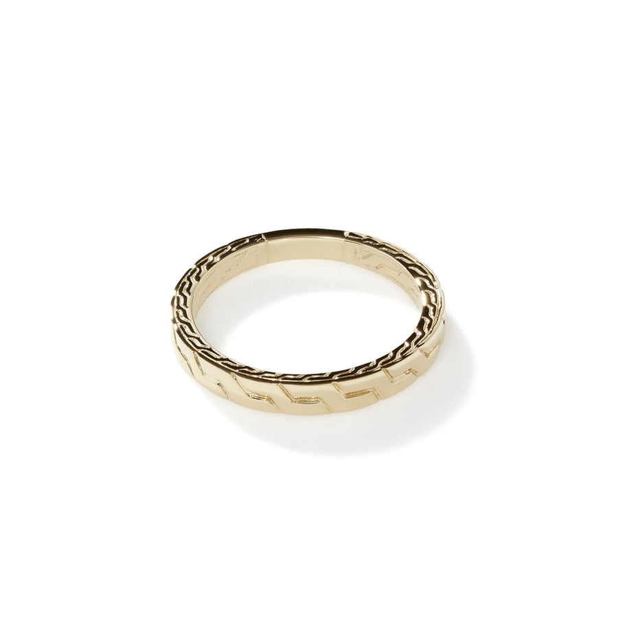 John Hardy Men's 18k Yellow Gold Carved Chain Band Ring