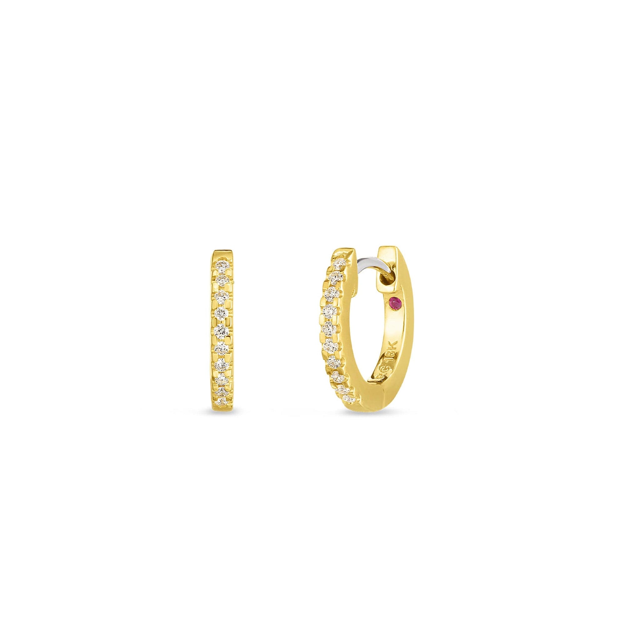 Roberto Coin Extra-Small Diamond Yellow Gold Huggie Hoops