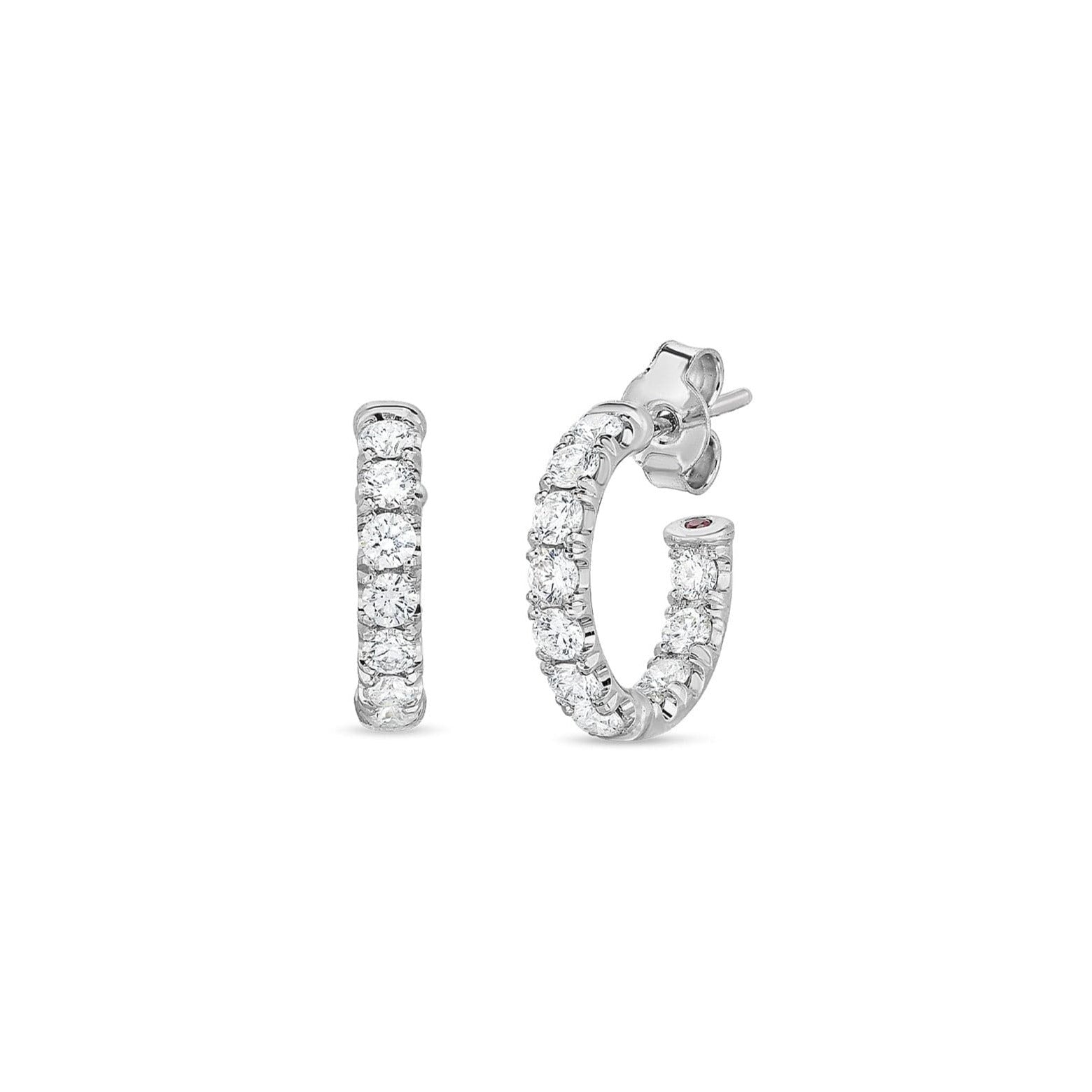 Roberto Coin Diamond Hoops in 18k White Gold 15mm