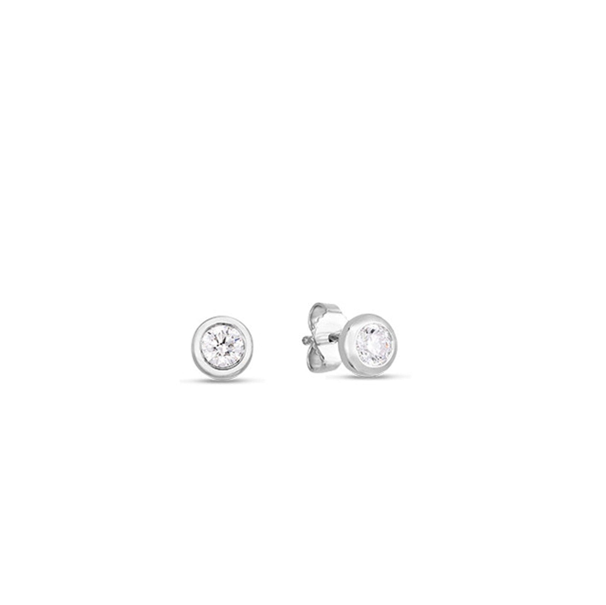 Roberto Coin Diamond Bezel Stud Earrings in 18k White Gold