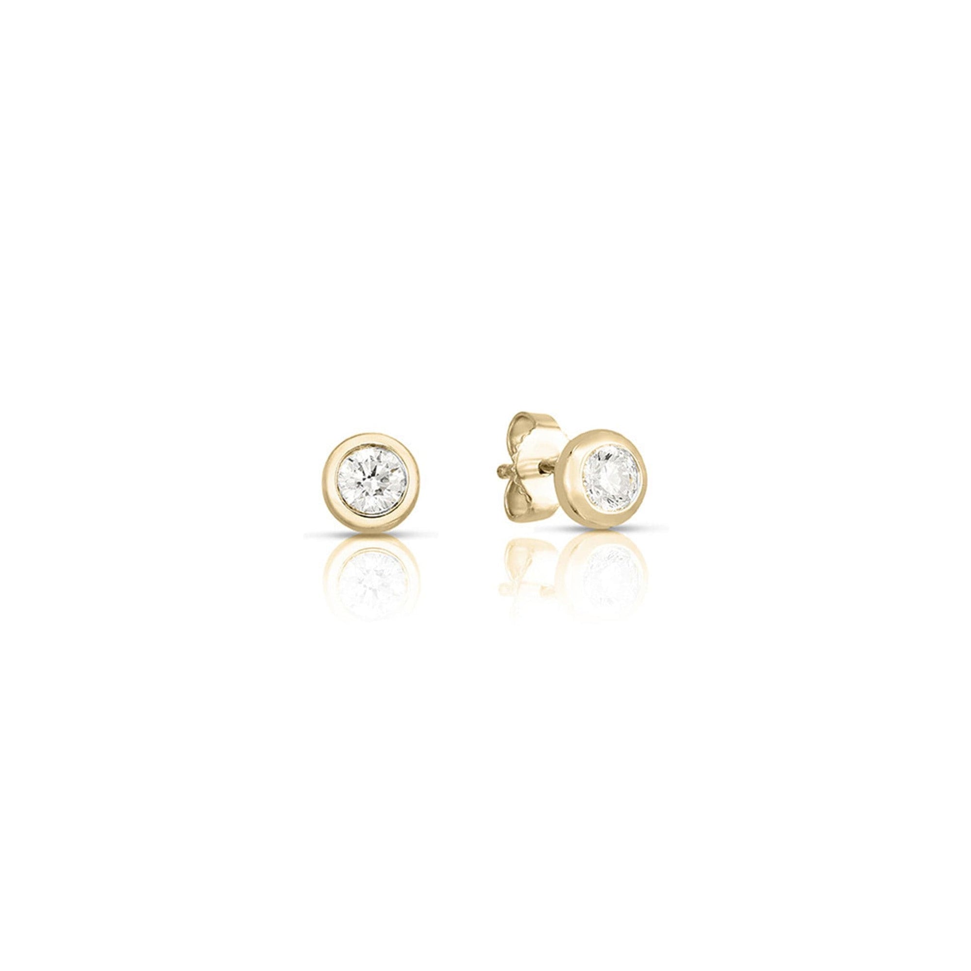 Roberto Coin Diamond Bezel Stud Earrings in 18k Yellow Gold