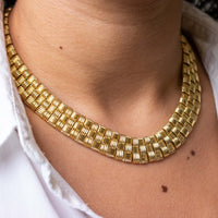 Robert Coin Appassionata Gold Necklace with Diamond Clasp modeled