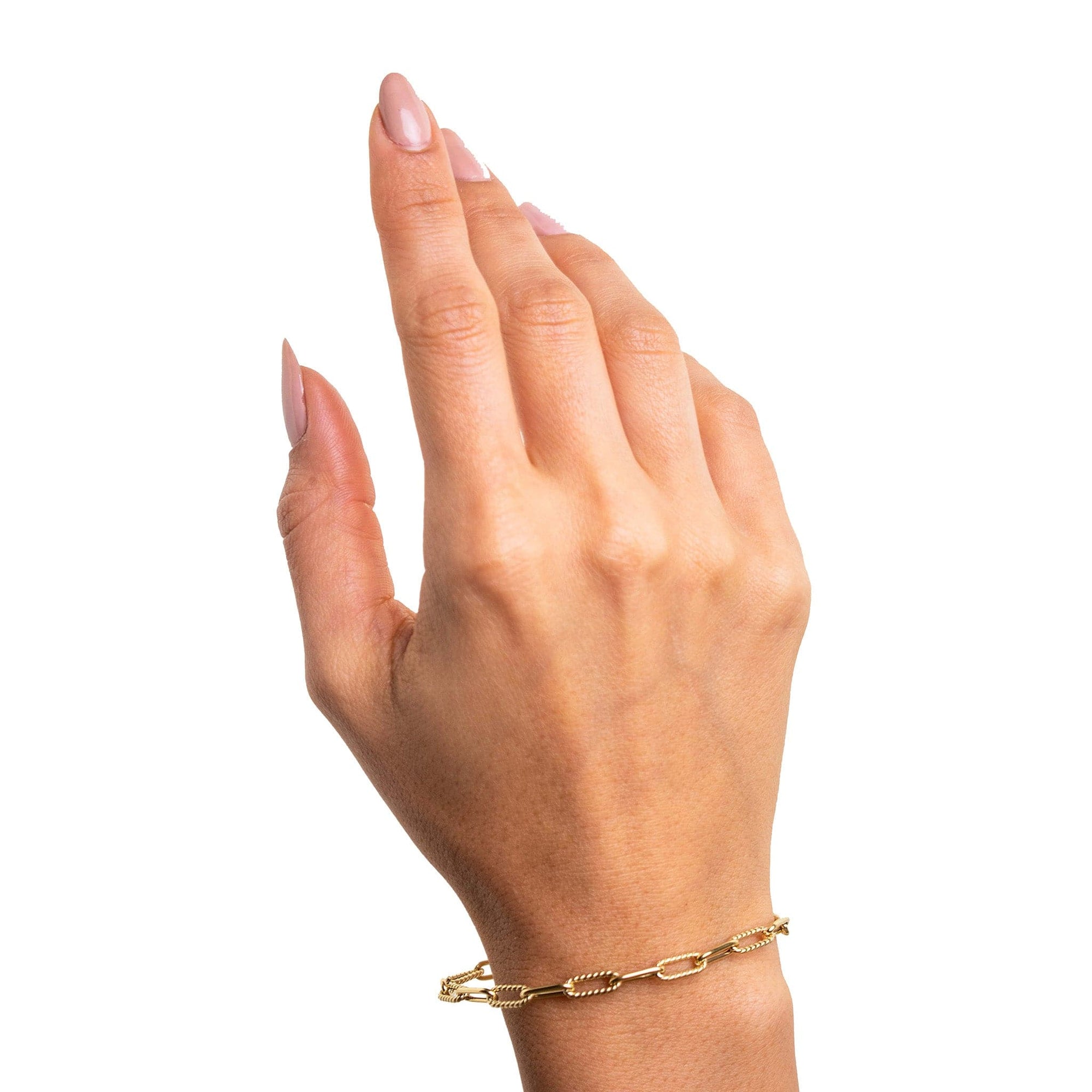 Roberto Coin Paperclip Link Bracelet Gold Alternating Links Modeled