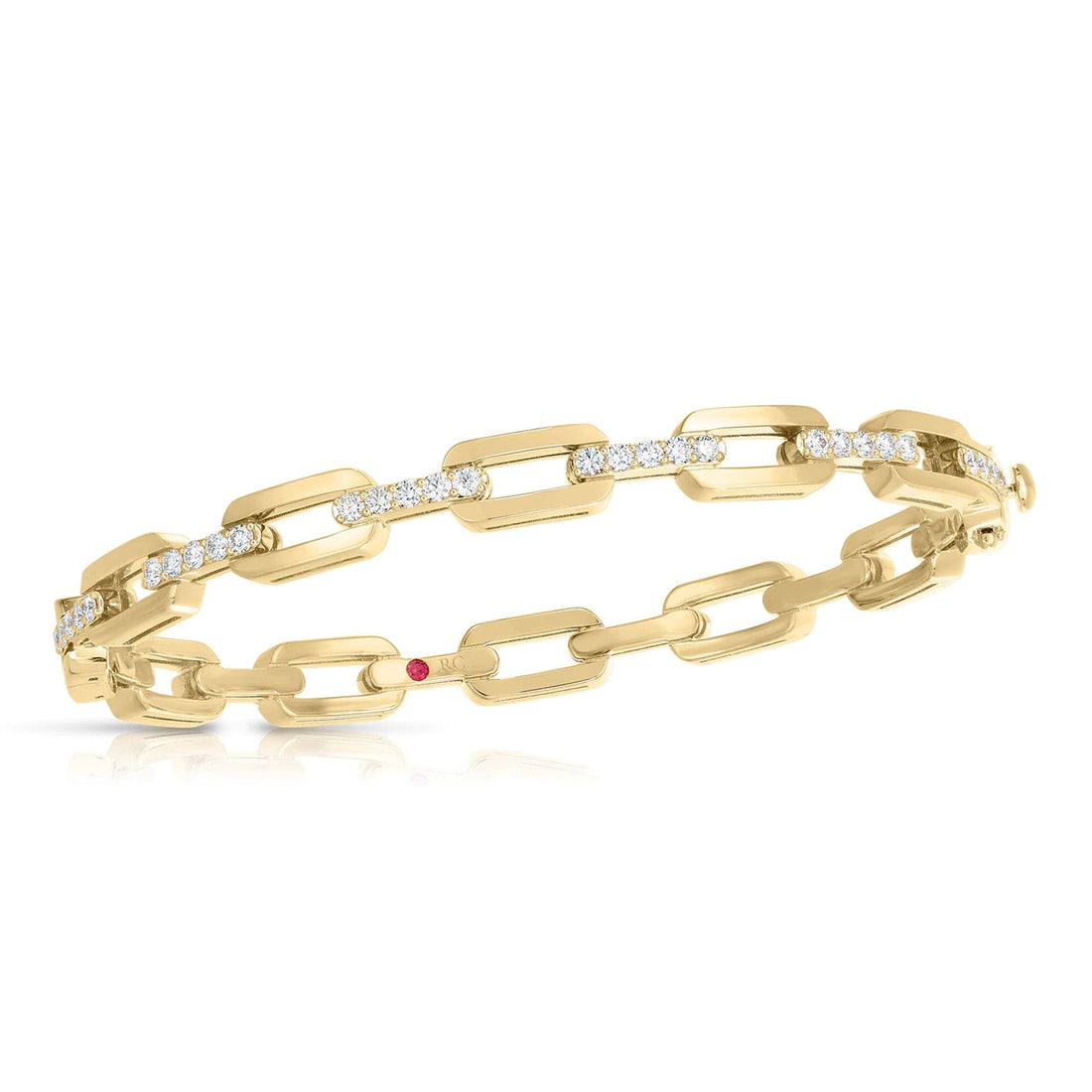 Roberto Coin Bracelet Navarra Oro Diamond Yellow Gold Bangle