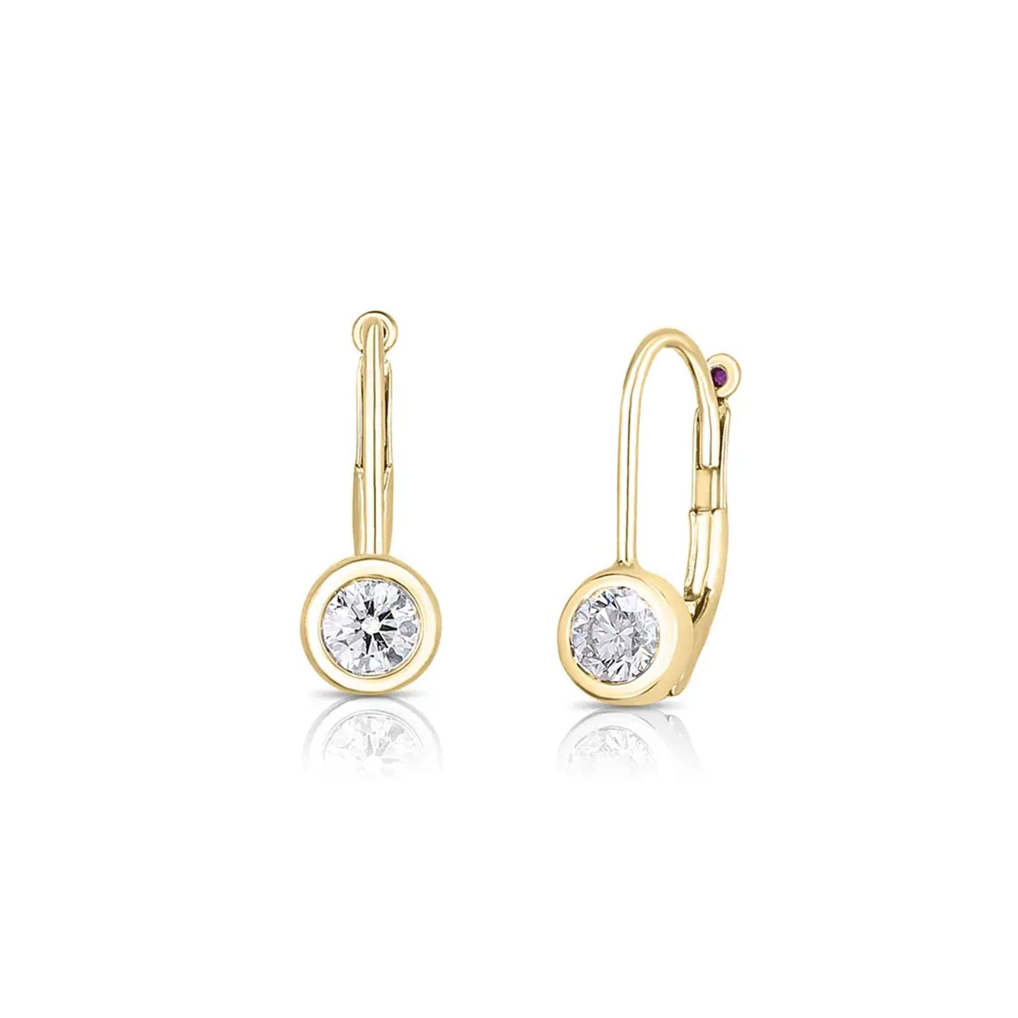 Roberto Coin Diamond Bezel Euro Dangle Earrings in 18k Yellow Gold