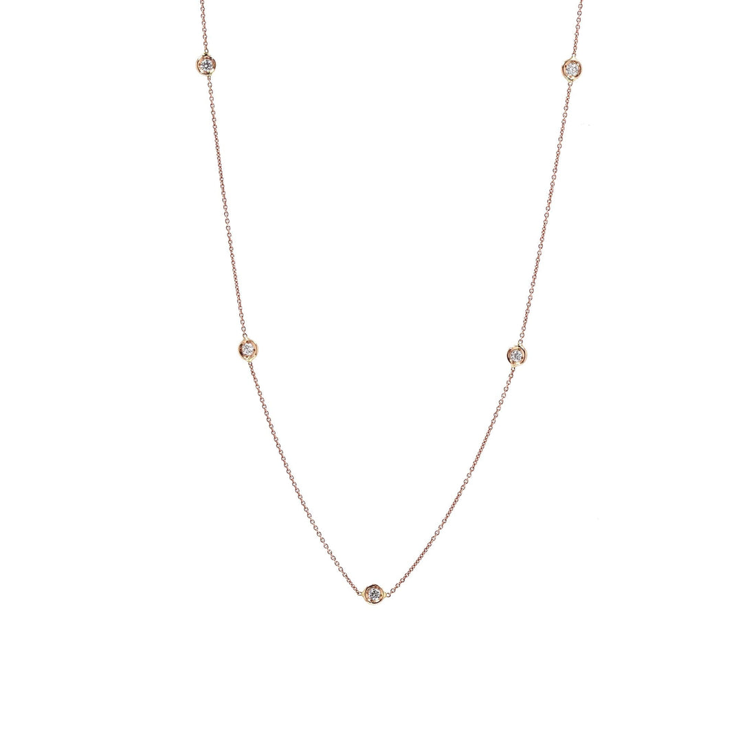 Roberto Coin Diamond Station Necklace Rose Gold 5