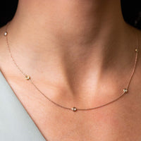 Roberto Coin Diamond Station Necklace Five Station Rose Gold