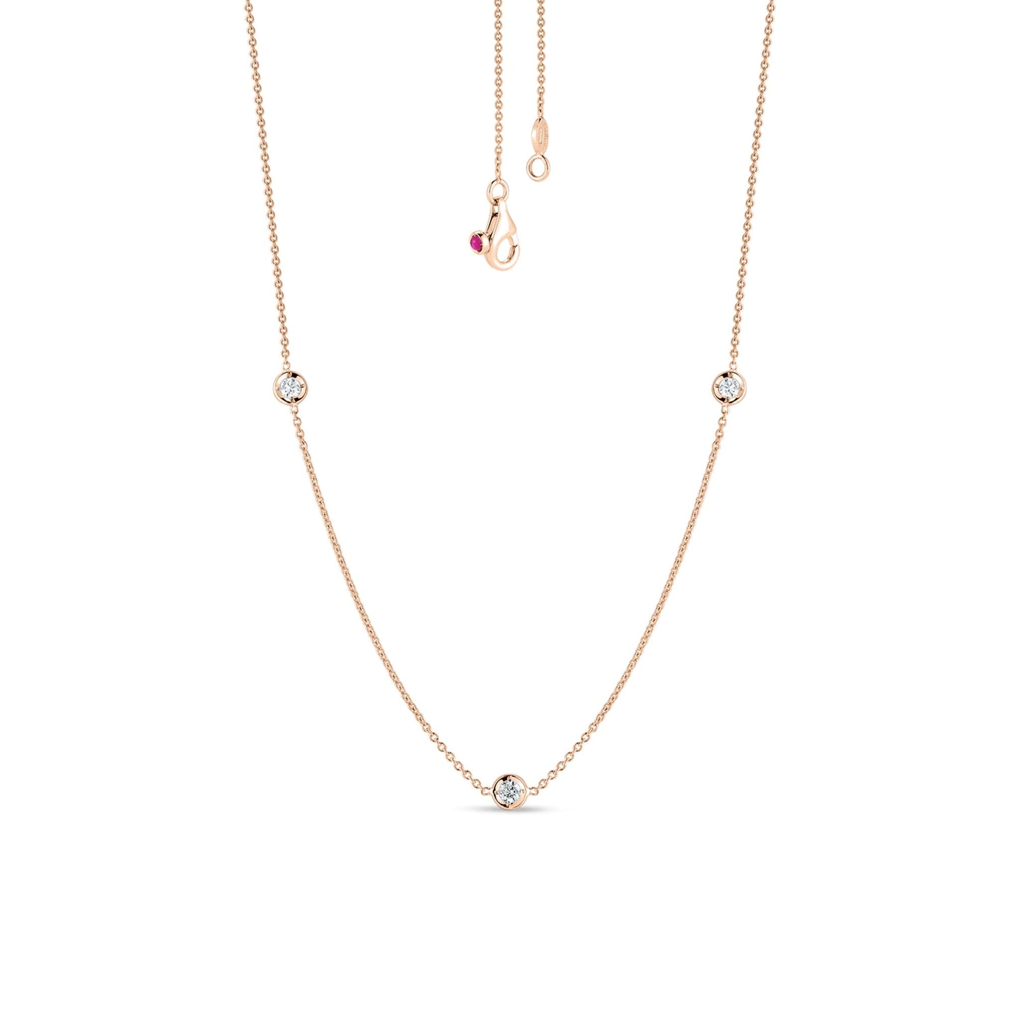 Roberto Coin Diamond Station Necklace Rose Gold 3
