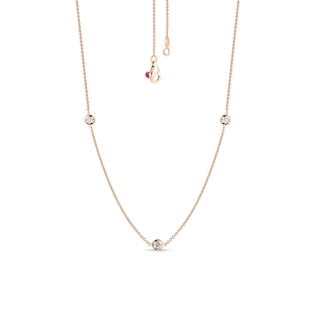 Roberto Coin Diamond Station Necklace Rose Gold 3