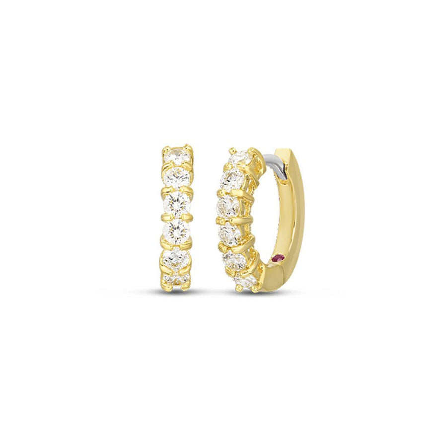 Roberto Coin Diamond Hoops in 18k Gold-Perfect Diamond Hoops Yellow Gold