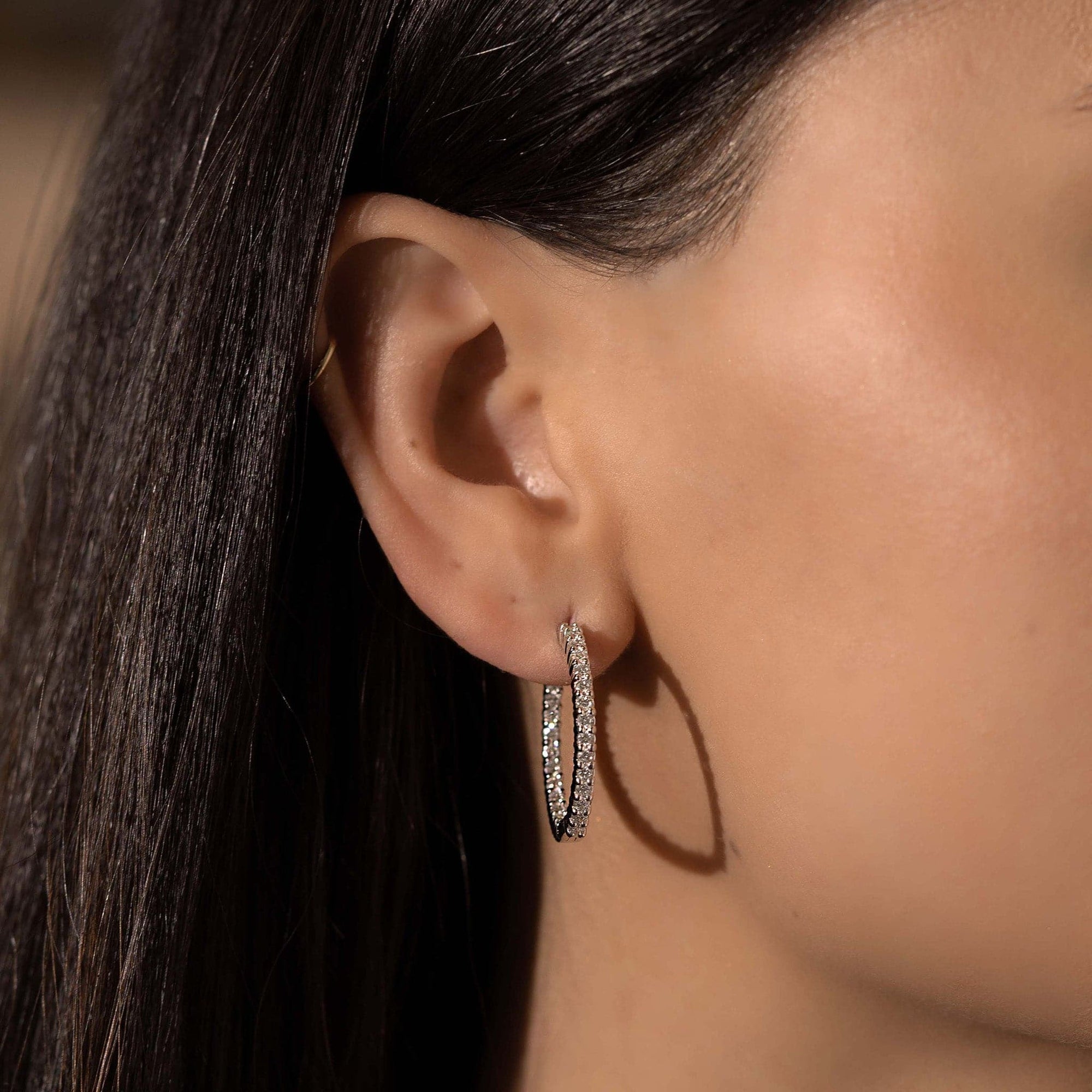 Roberto Coin Inside Out Diamond Hoop Earrings - Small