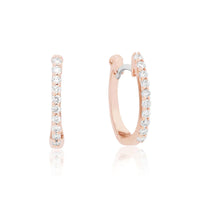 Roberto Coin Huggy Earrings with Micropave Diamonds Rose Gold