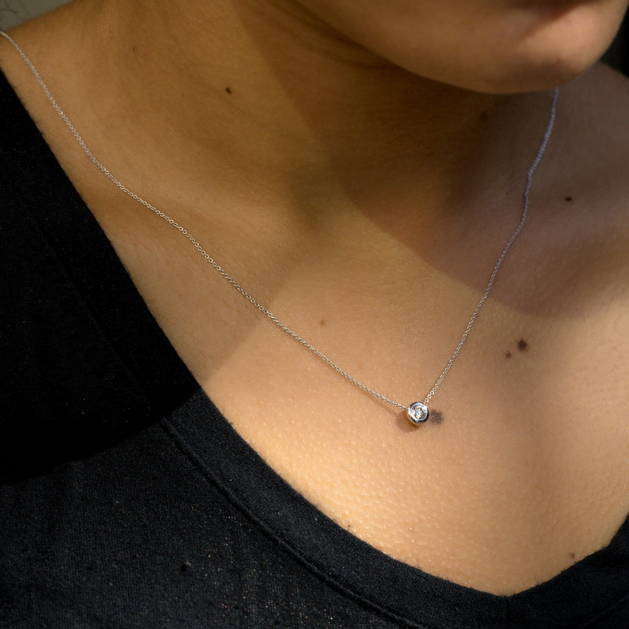Roberto Coin Bezel-Set Diamond Necklace modeled white