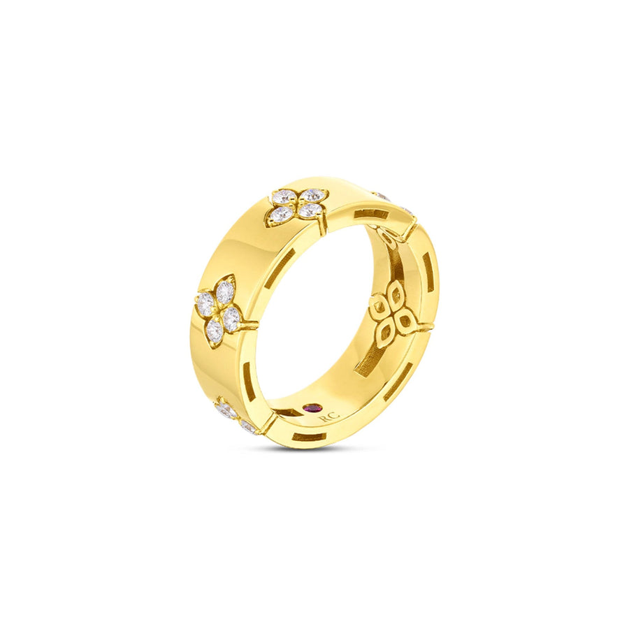 Roberto Coin Ring Verona Diamond Flower Band in 18k Yellow Gold 