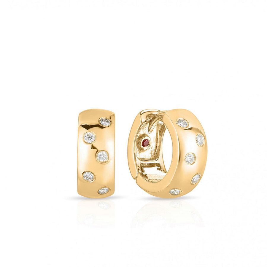 Roberto Coin Gold Huggie Hoops Diamond Earrings