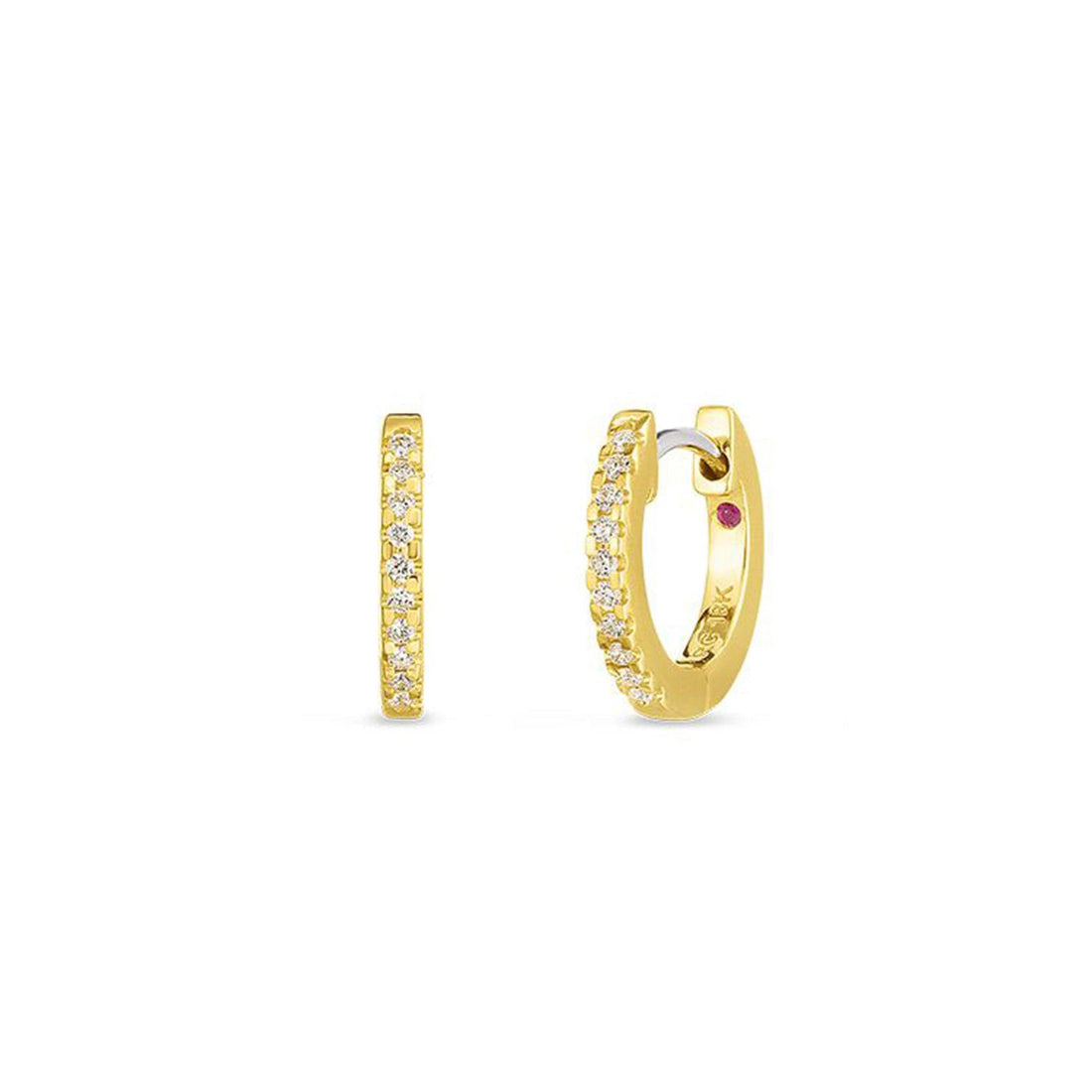 Roberto Coin Huggy Earrings with Micropave Diamonds Yellow Gold