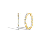 Roberto Coin Diamond Hoops Inside Out Earrings in 18k Yellow Gold