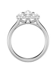 Rose-Cut Diamond Flower Halo Engagement Ring in White Gold Side
