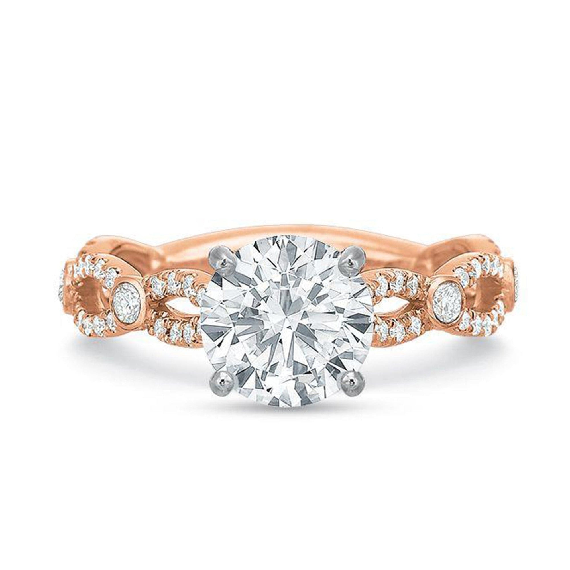 Rose Gold Bezel Twist Engagement Ring by Precision Set
