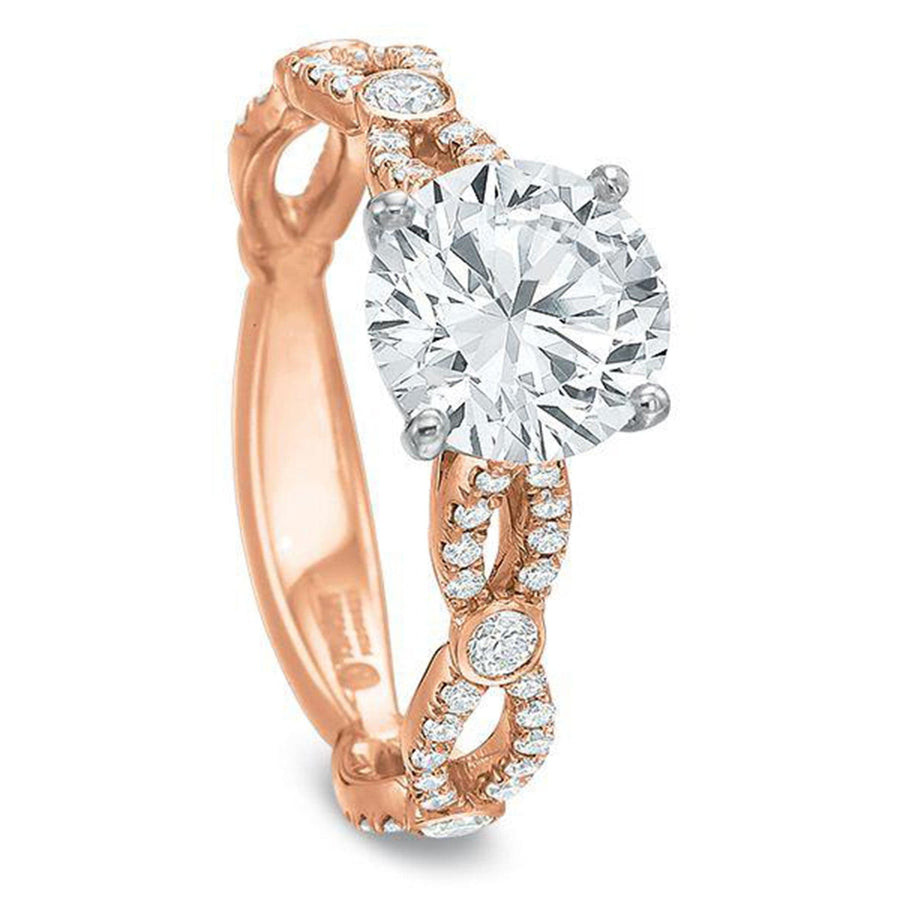 Rose Gold Bezel Twist Engagement Ring by Precision Set