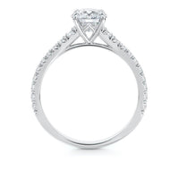 Round Diamond Engagement Ring with Sidestones in Platinum Side