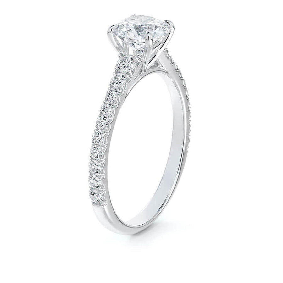 Round Diamond Engagement Ring with Sidestones in Platinum Profile