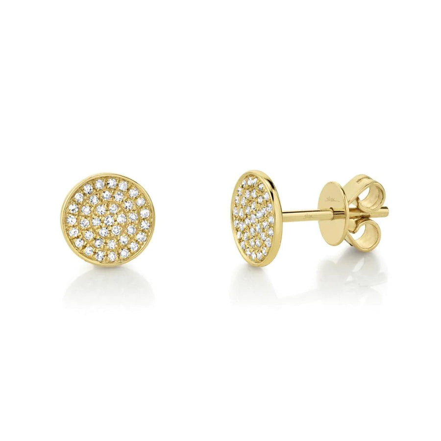 Gold Diamond Pave Stud Earrings by Shy Creation
