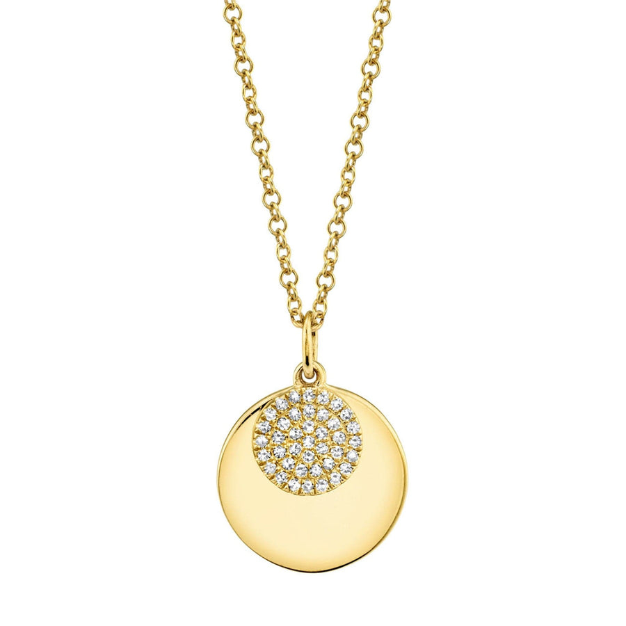 Yellow Gold Circle Diamond Charm Pendant Necklace by Shy Creation