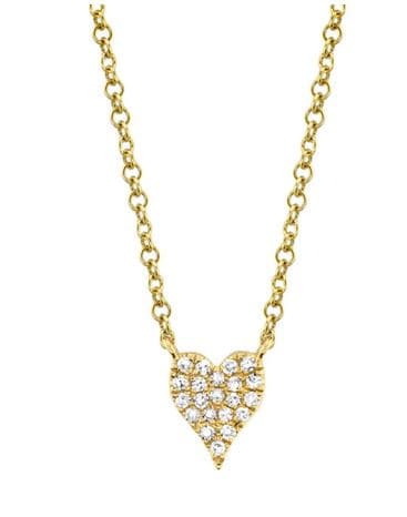 Shy Creation 14k Gold Mini Pavé Diamond Heart Pendant Necklace