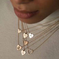 Small Diamond Bezel Heart Pendant Necklace by Zoe Chicco Modeled