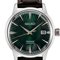 Seiko Presage SRPD37 Green Dial Leather Strap 40.5mm Watch - Skeie's Jewelers